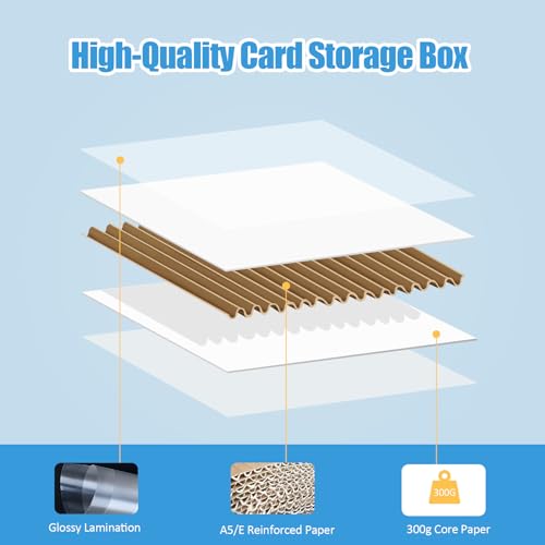 4 Pack White Cardboard Card Storage Boxes with 10 Dividers K1367