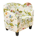 White Geometric Stretch Club Chair Slipcover T41117