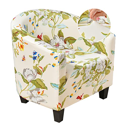 White Geometric Stretch Club Chair Slipcover T41117