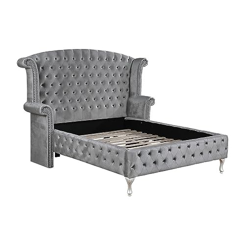 Grey Tufted Upholstered Eastern King Bed E494502