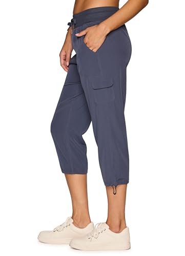Women's Cargo Capri Pant with Pockets Lightweight Woven with Drawstring Q6634
