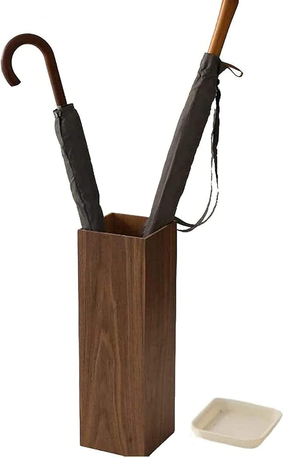 Walnut Wood Umbrella Stand with Drip Tray X273