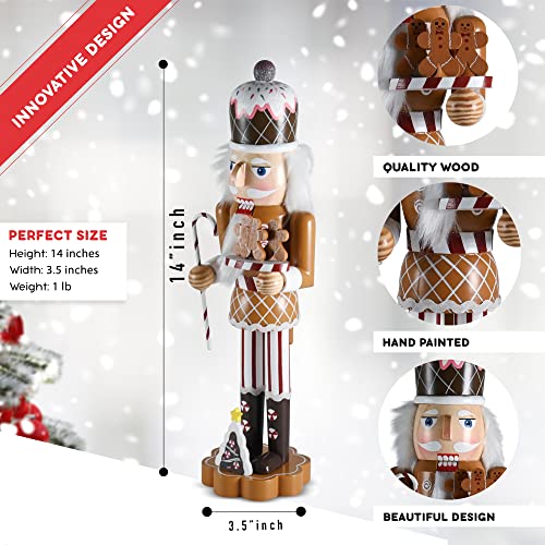 Wooden Nutcracker Candy Man with Candy Cane and Gingerbread Cookies U60527