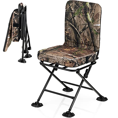 360 Degree Swivel Camouflage Folding Hunting Chair with Padded Cushion Z991250