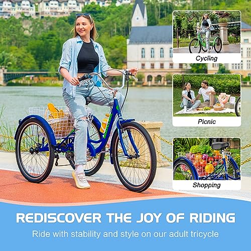 7 Speed 3 Wheel Bicycle with Shopping Basket T8957