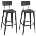 Set of 2 Bar Stools with Back, Steel Frame, Ash Black and Ink Black J879010
