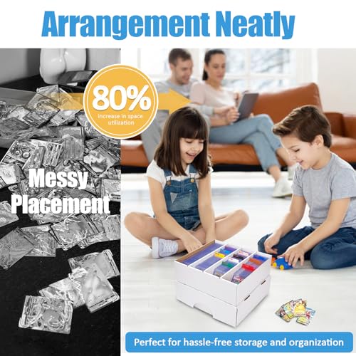 4 Pack White Cardboard Card Storage Boxes with 10 Dividers K1367