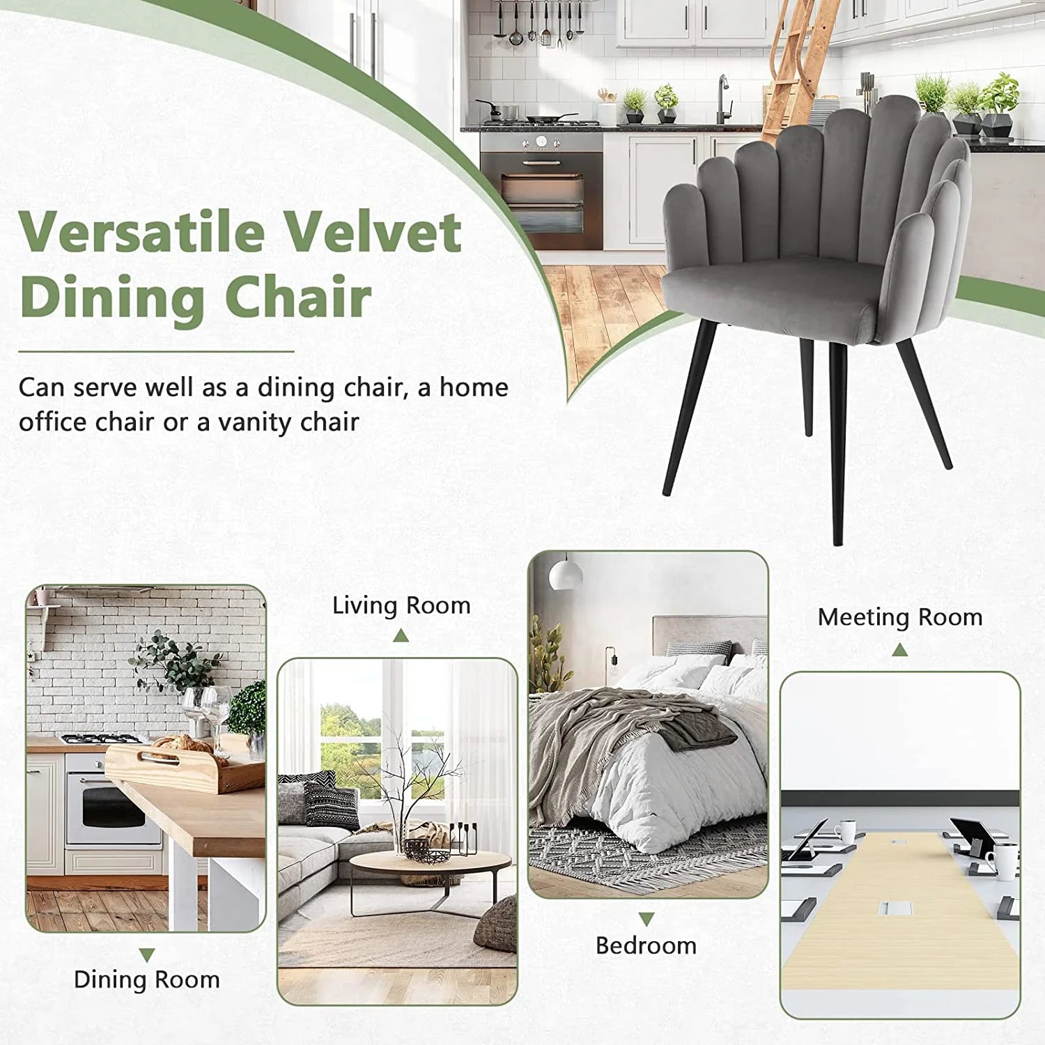 Gray Velvet Accent Dining Chair D801397