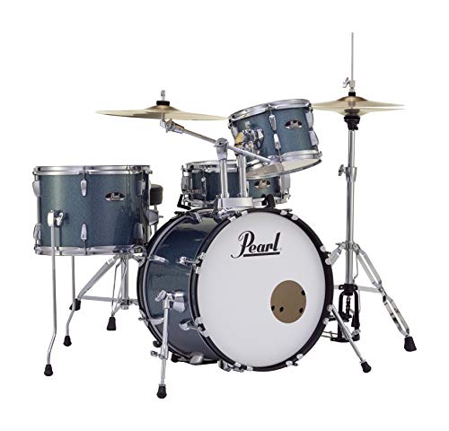 4-Piece Drum Set with Cymbals and Stands Charcoal Metallic S591921