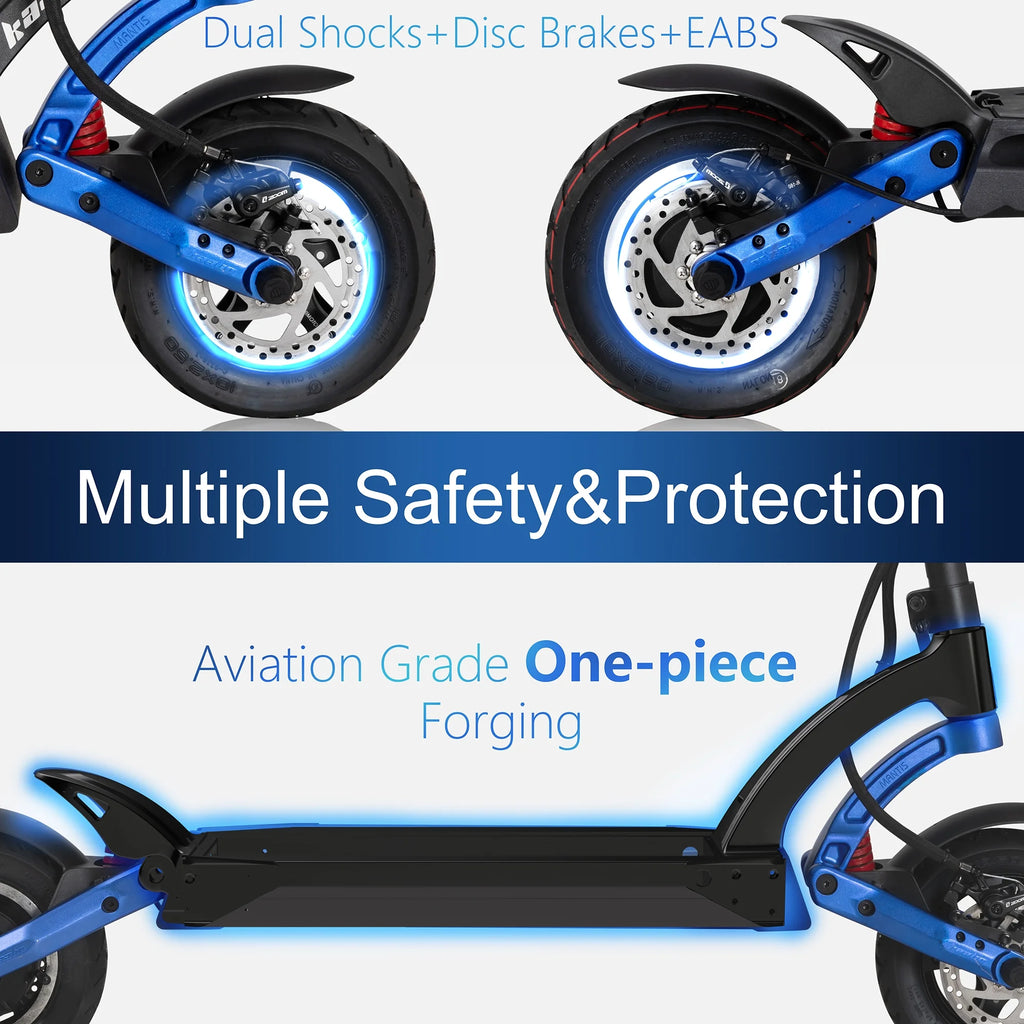 Blue Electric Scooter with 25 Miles Range, 19 MPH, 500W Motor, 10 inch Wheels Z45485