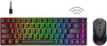 60% Wireless Mechanical Keyboard and Wired Mouse, Bluetooth 5.1 & Type C Wired 68 Keys Gaming Keyboard Brown Switch, Programmable Gaming Mouse (Black) Q422