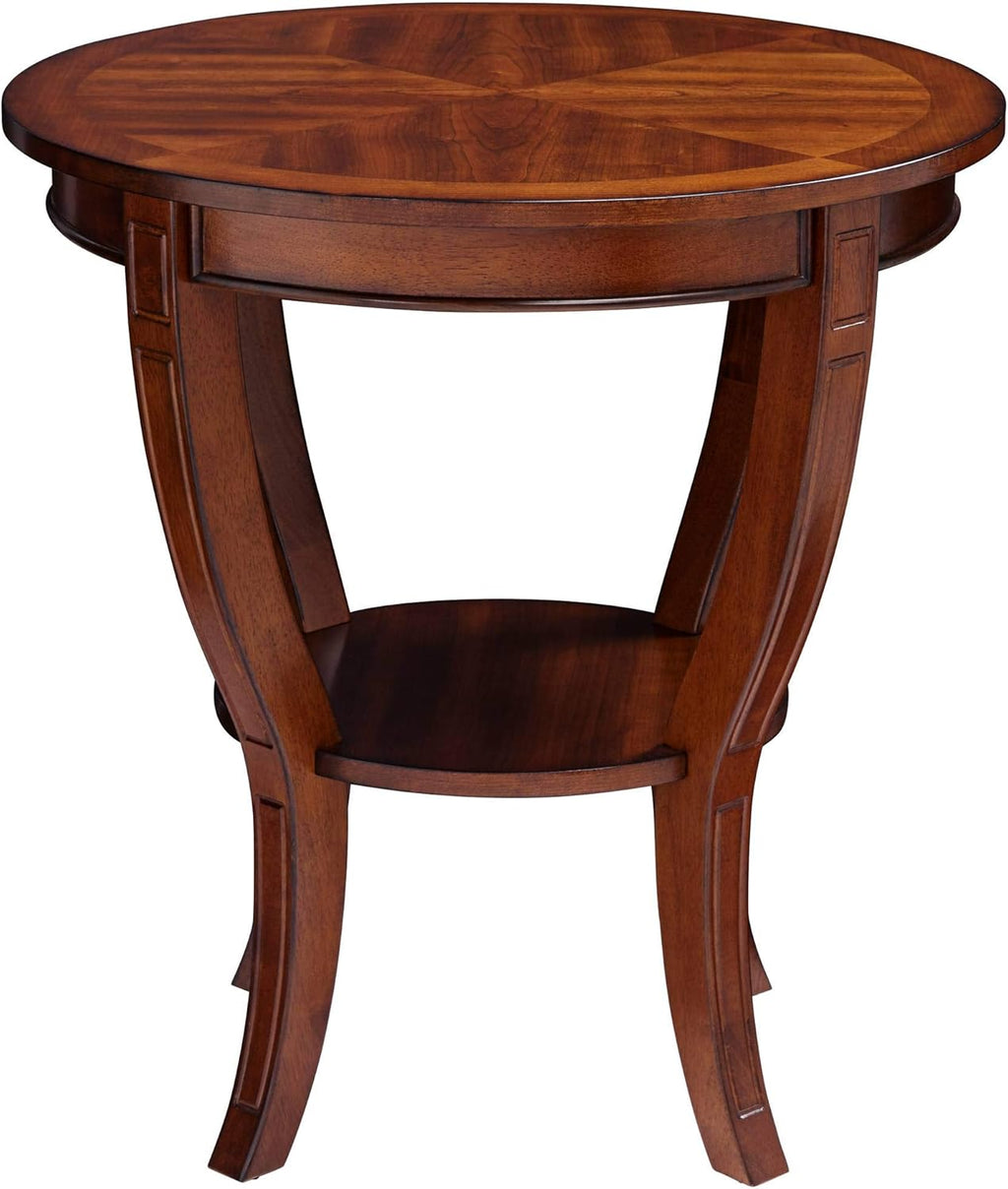 Rustic Cherry Wood Round Accent Side End Table 26" Wide Natural Grain Curving Legs A189118