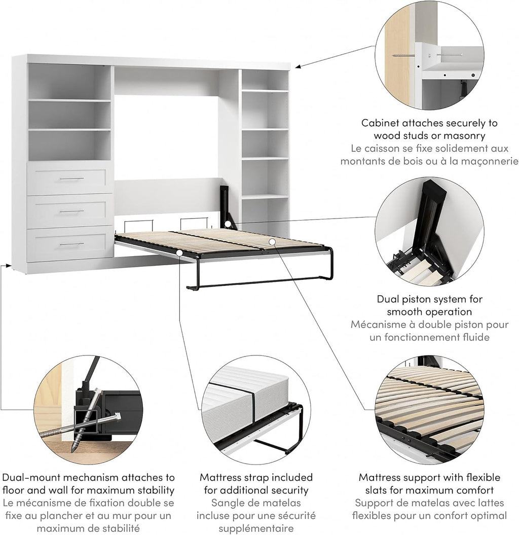 White Full Wall Bed U806
