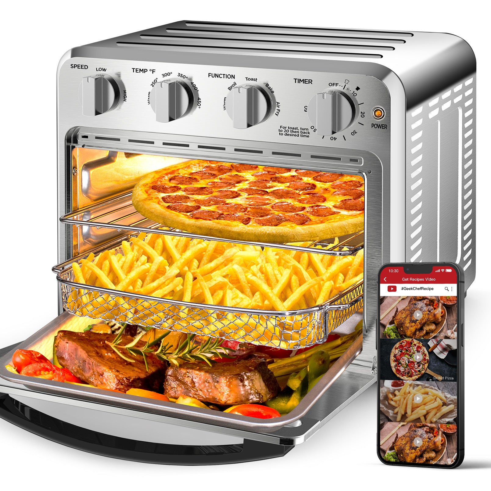 26QT Stainless Steel Air Fryer Toaster Oven Combo C7295
