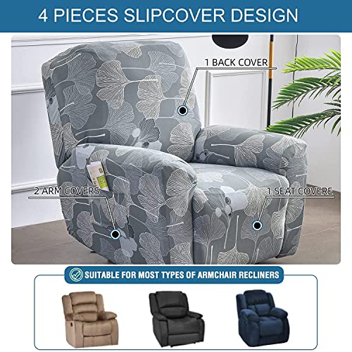 4-Pieces Non Slip Recliner Slipcovers with Storage Pockets G385