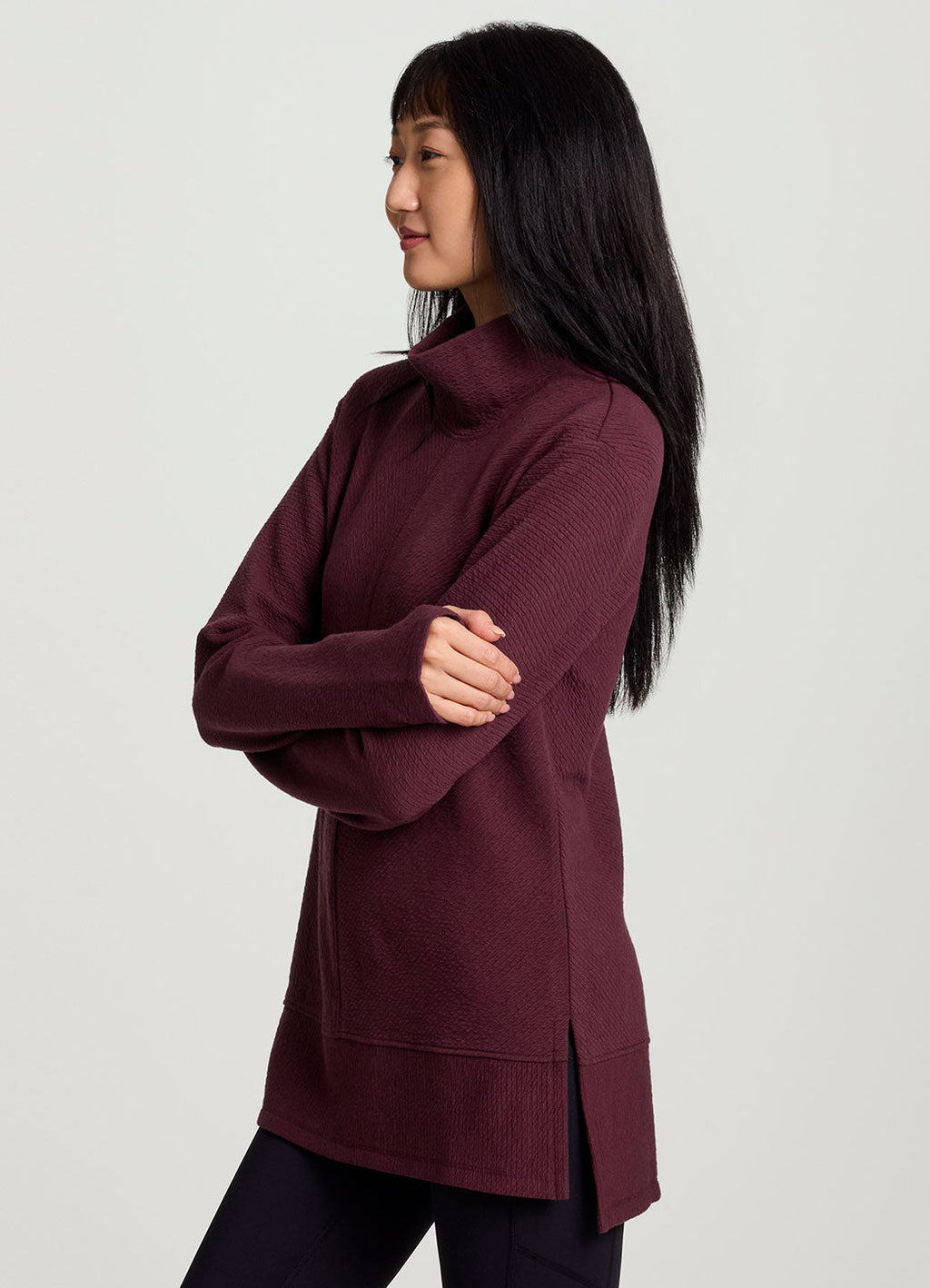 Studio Jacquard Mock Neck Pullover