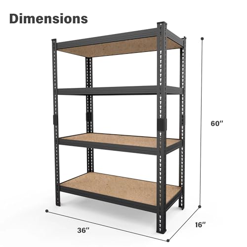 Black 4 Tier Heavy Duty Metal Storage Shelves D97393
