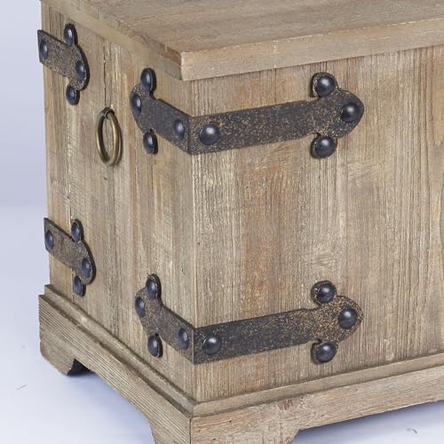Large Rustic Wood Frame and Metal Siding Trunk with Black Interior T963425