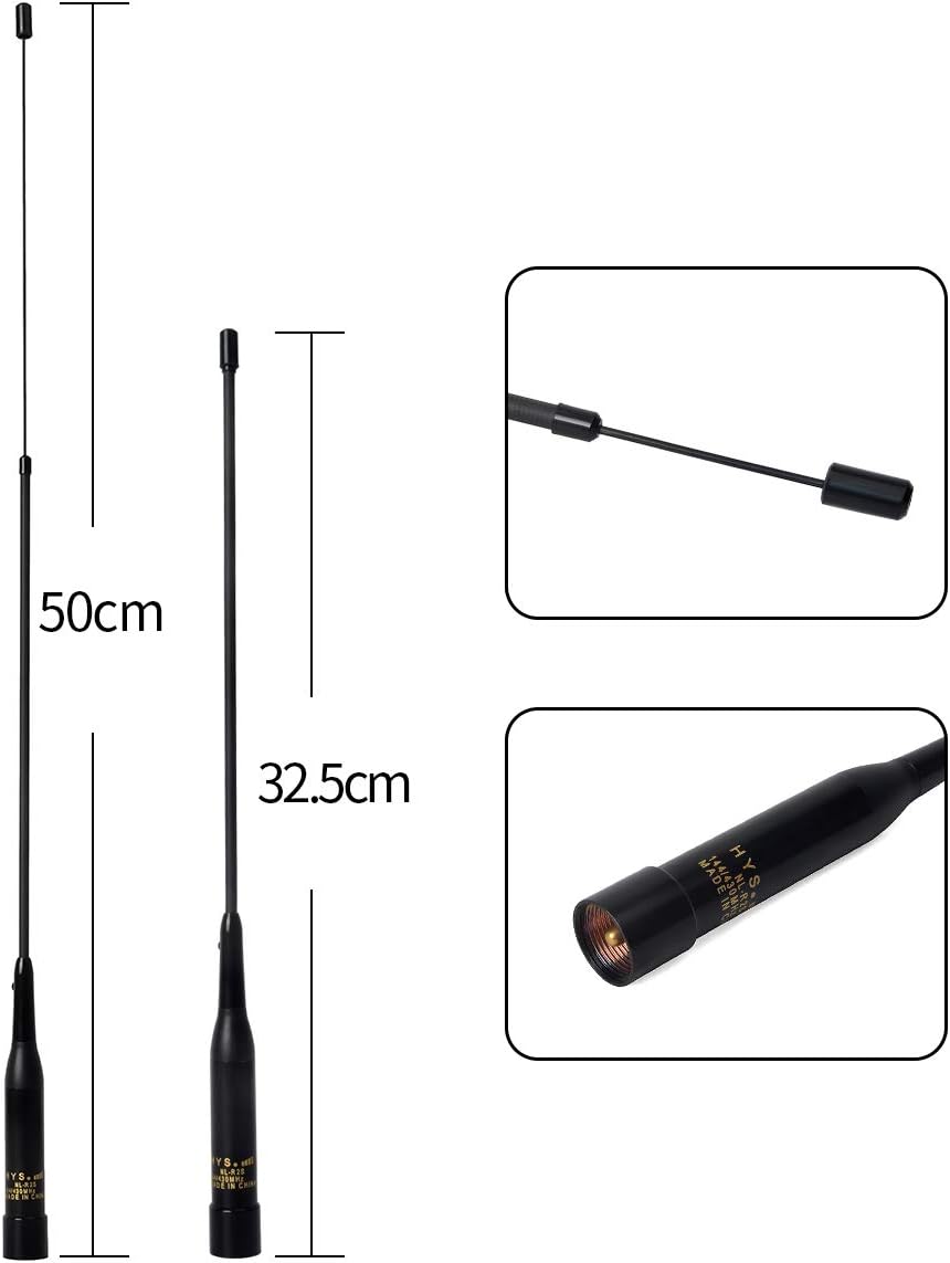 20inch Soft Telescopic Mobile Radio Antenna 137-174/400-480MHz with Clip and 5m Cable E29415