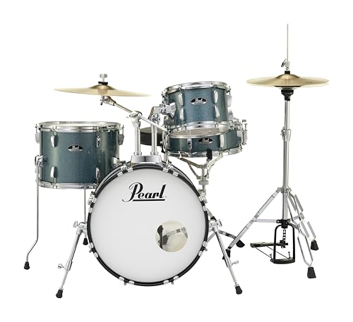 4-Piece Drum Set with Cymbals and Stands Charcoal Metallic S591921
