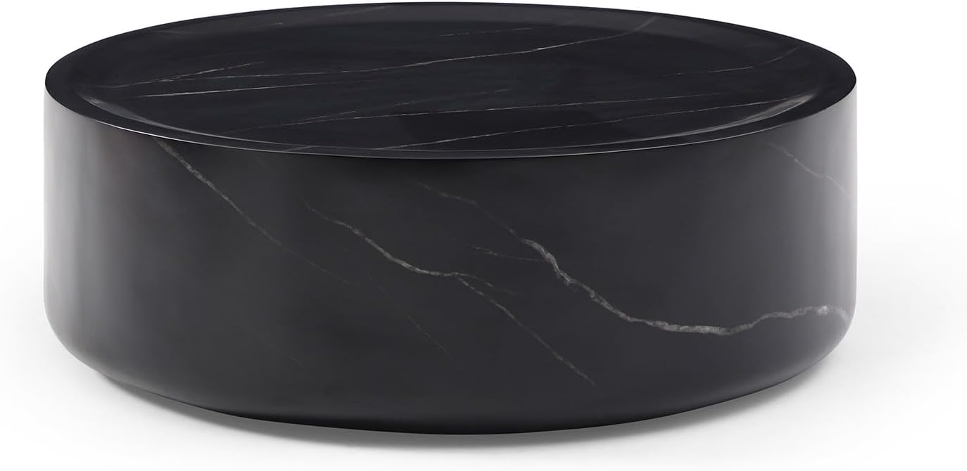 Black Faux Marble Round Coffee Table D41319
