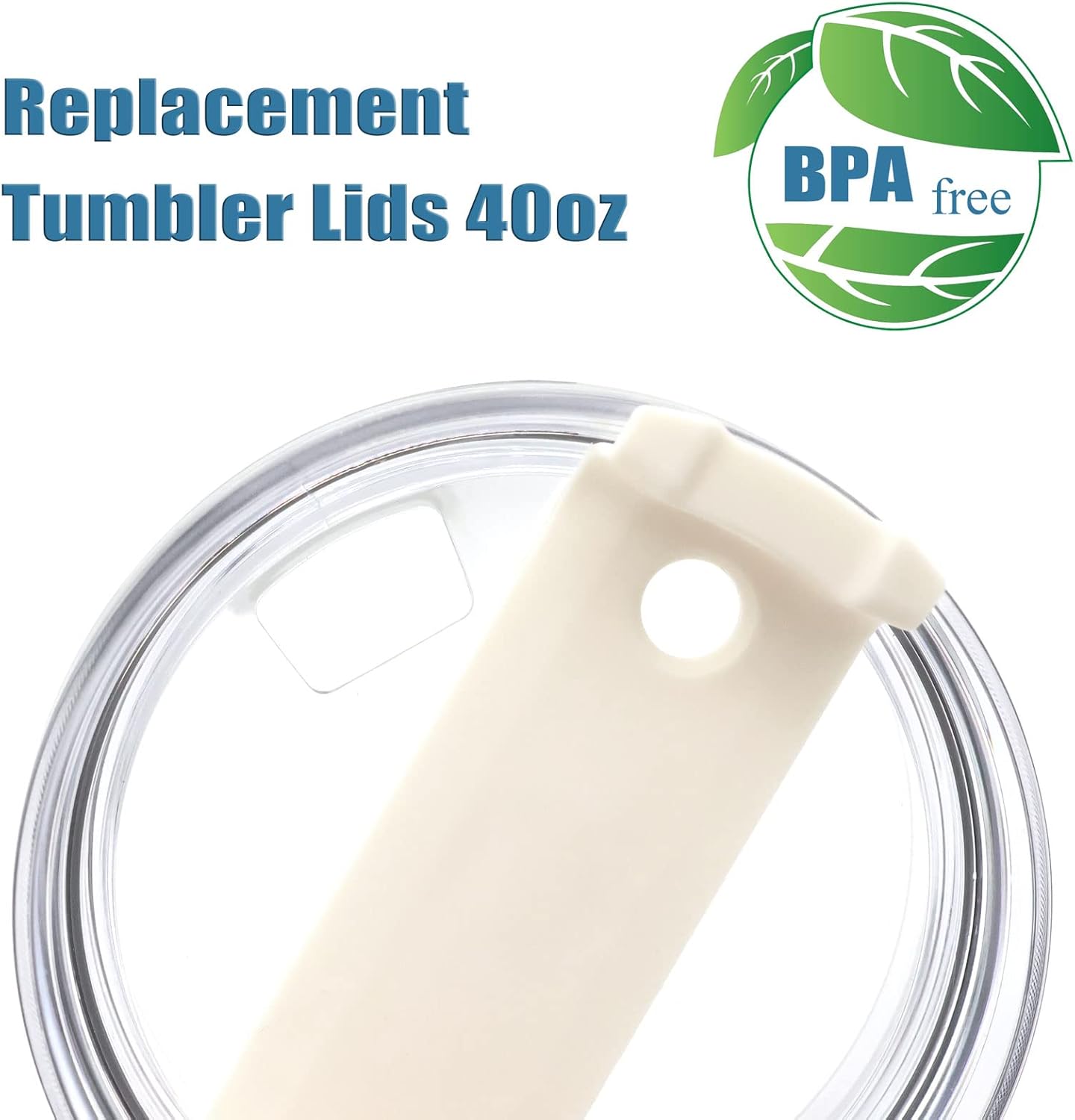 2 Pack Replacement Tumbler Lids for 40oz Travel Tumbler with Plastic Straws and Cleaning Brush B457