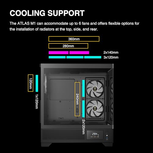 White Mid Tower ATX Tempered Glass PC Case with 3x120mm ARGB PWM Fans N447303