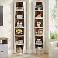 White and Walnut 6-Tier Corner Bookcase G52086