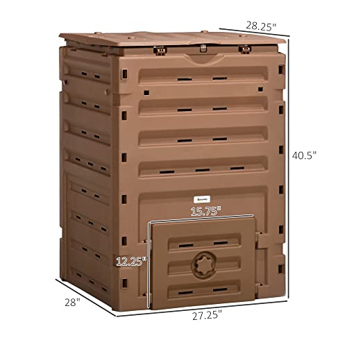 120 Gallon BPA Free Garden Compost Bin with Vents and Sliding Doors, Black X2741