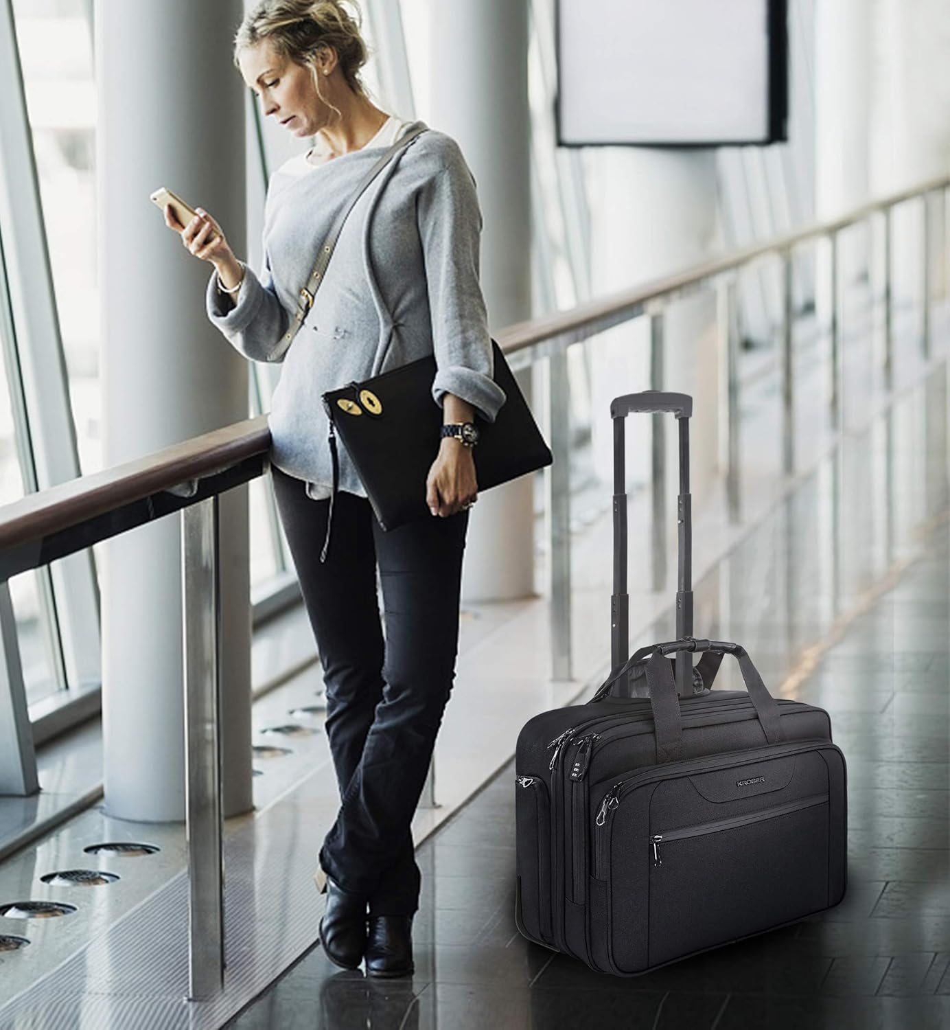 Black Rolling Laptop Bag Wheeled Briefcase M232284