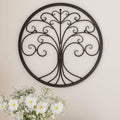 Brown Iron Metal Tree of Life Round Wall Sculpture S456