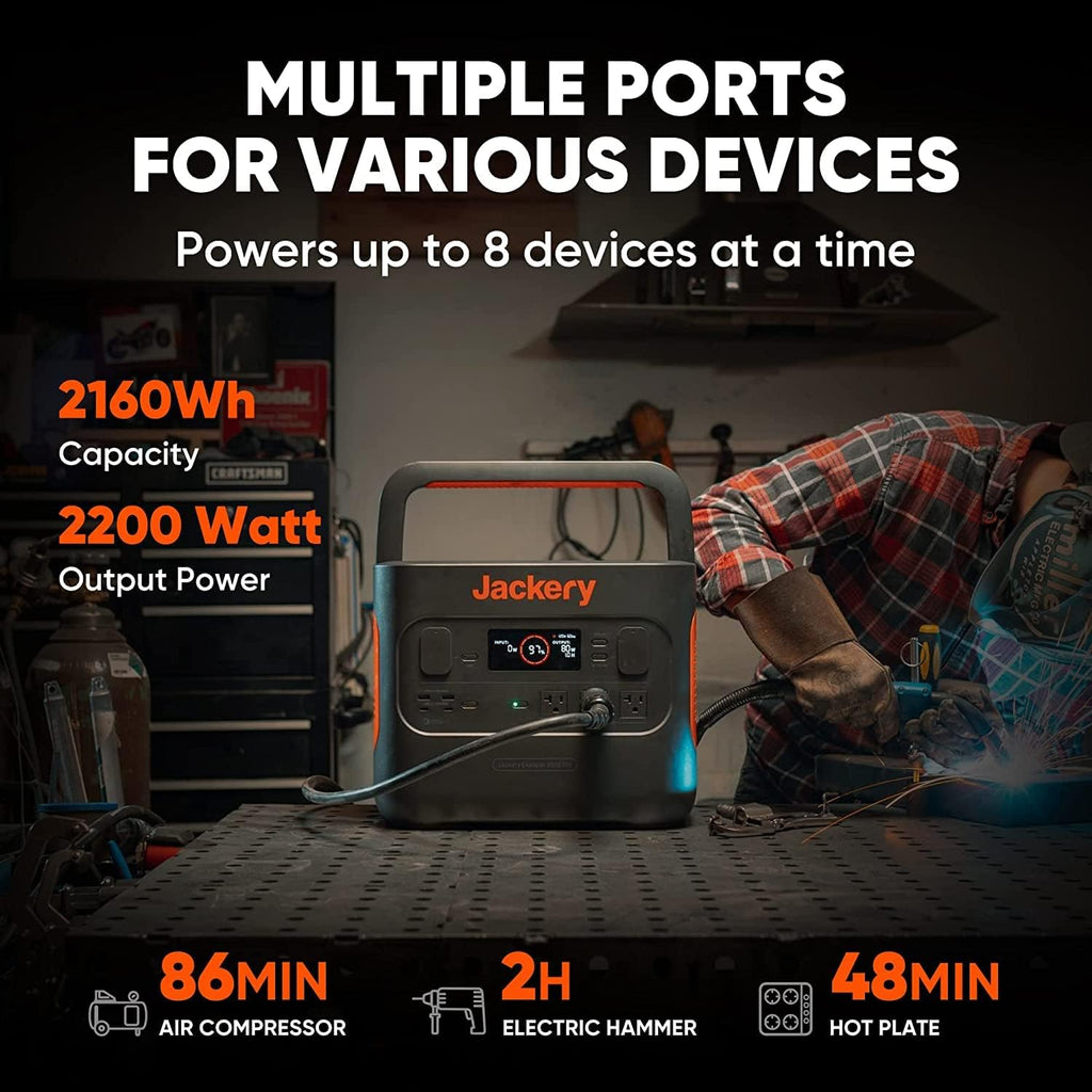 2160Wh Portable Power Station with 3x120V AC Outlets V472