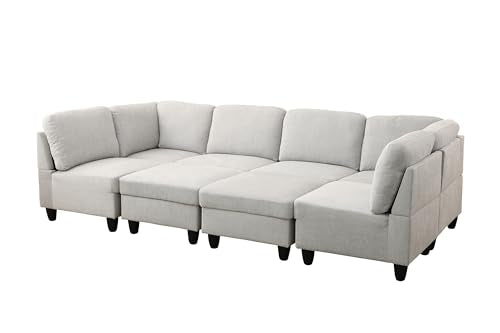 White Gray 8 Piece U-Shape Modular Sectional Sofa F279278