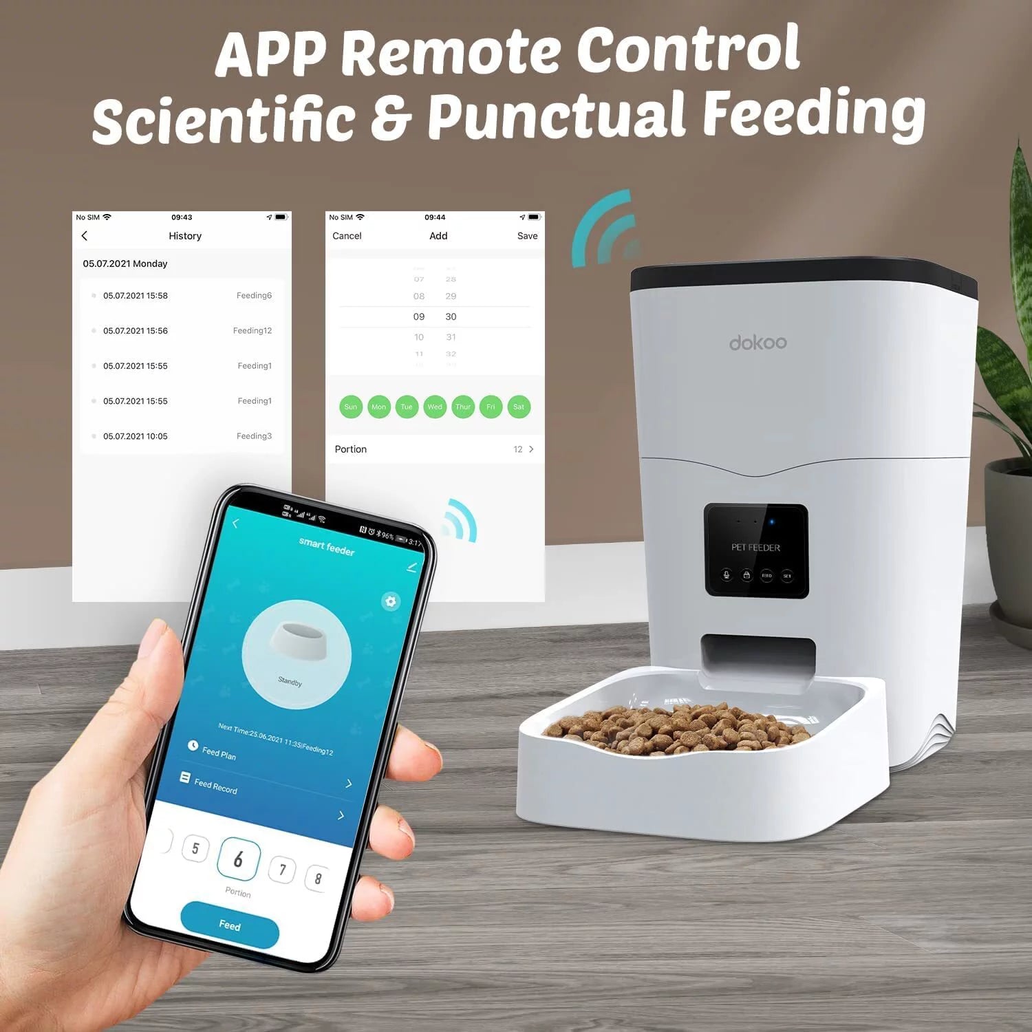 Automatic Cat Feeder, 3L, Wi-Fi Enabled, 1-10 Meals per Day, 10S Voice Recorder Q569