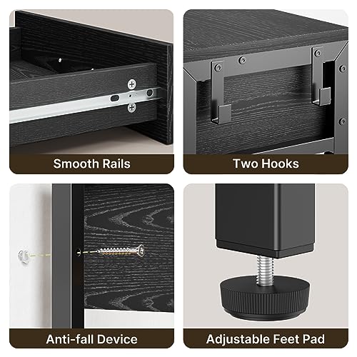 Black Console Table with 2 Drawers and 3 Tier Storage Shelves K977925