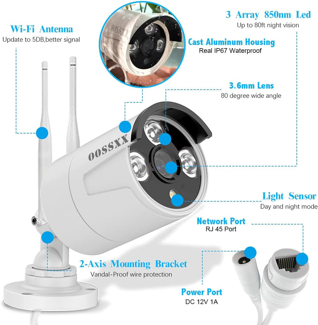 2K 3.0MP Wireless Home Security Camera System with 10inch Monitor and 1TB G53519