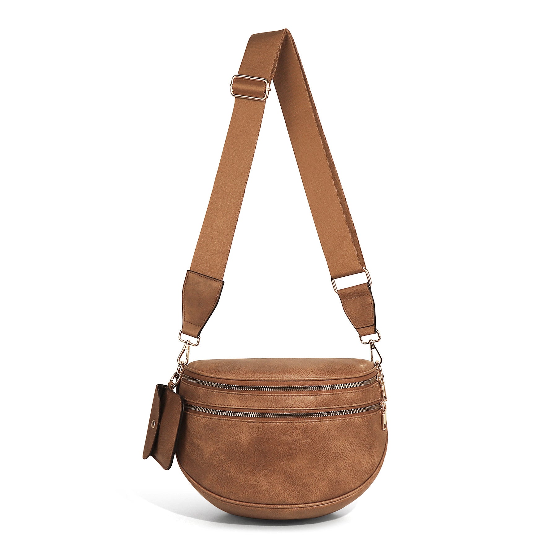 Ounamei Vegan Leather Crossbody Bum Bag for Women with Mini Pouch