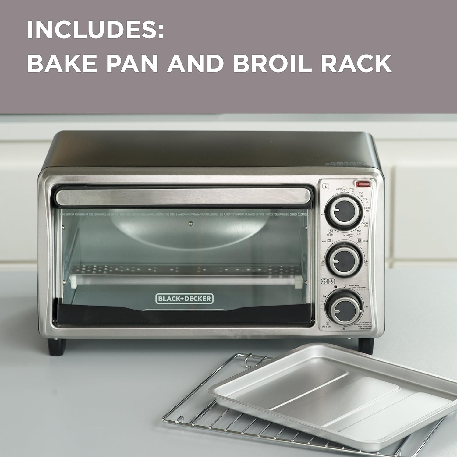 4-Slice Toaster Oven, Stainless Steel/Black P252477