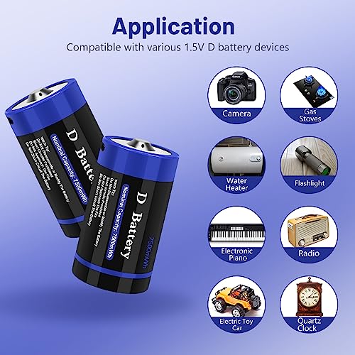 4 Pack Rechargeable C Cell Batteries 1.5v Lithium 4100mWh M311