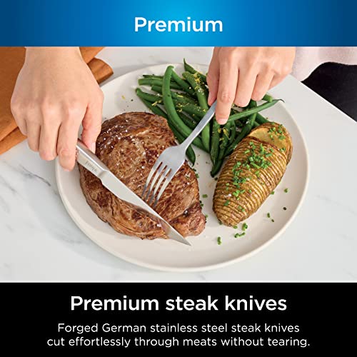 14-Piece German Stainless Steel Knife System with Built-in Sharpener, Stainless Steel/Black J34175
