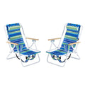 Set of 2 Blue Folding Heavy Duty Beach Camping Chairs with Cup Holder B782