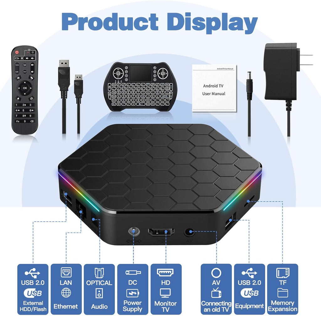 Android TV Box 4GB RAM 64GB ROM 6K 4K Wi-Fi 6 Bluetooth 5.0 USB O2094