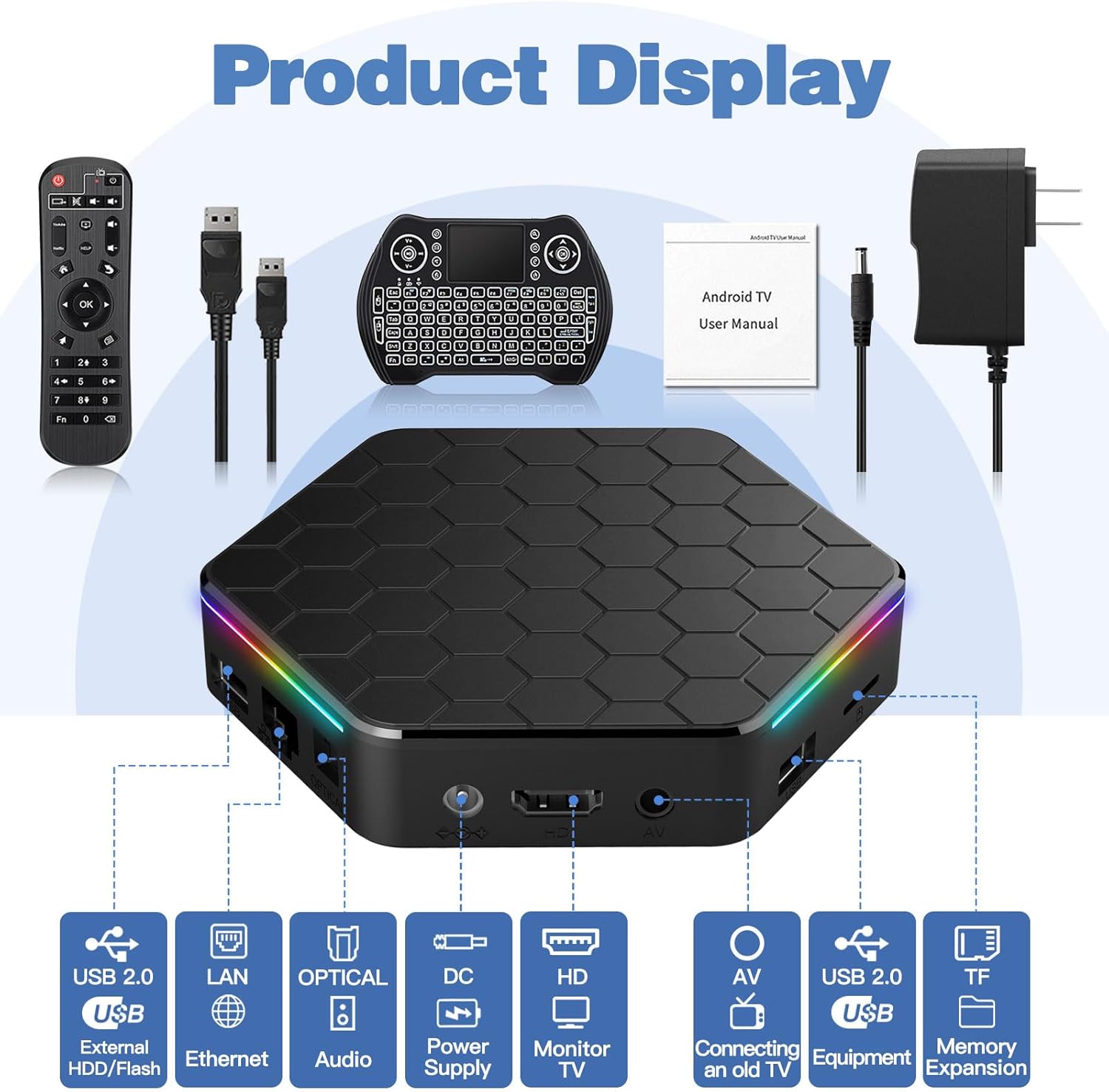 Android TV Box 4GB RAM 64GB ROM 6K 4K Wi-Fi 6 Bluetooth 5.0 USB O2094