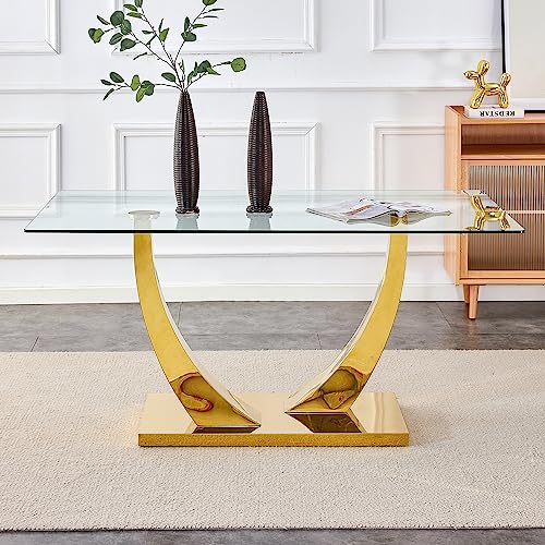 63" Glass Dining Table with Tempered Glass Top W76483