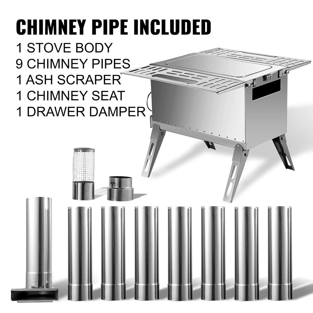 18.3x15x14.17 inch 304 Stainless Steel Portable Wood Stove Q59879
