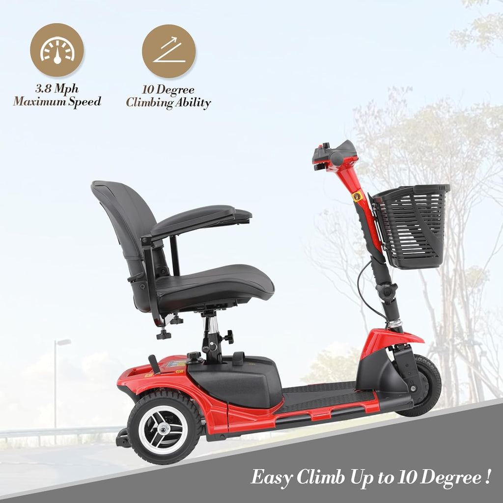 Red 3 Wheel Foldable Mobility Scooter with Seat L4932