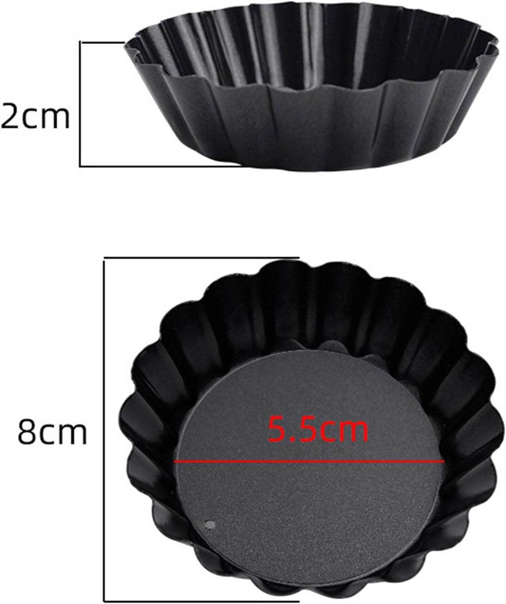 6 pcs 3" Mini Tart Pans Removable Bottom Carbon Steel D39621