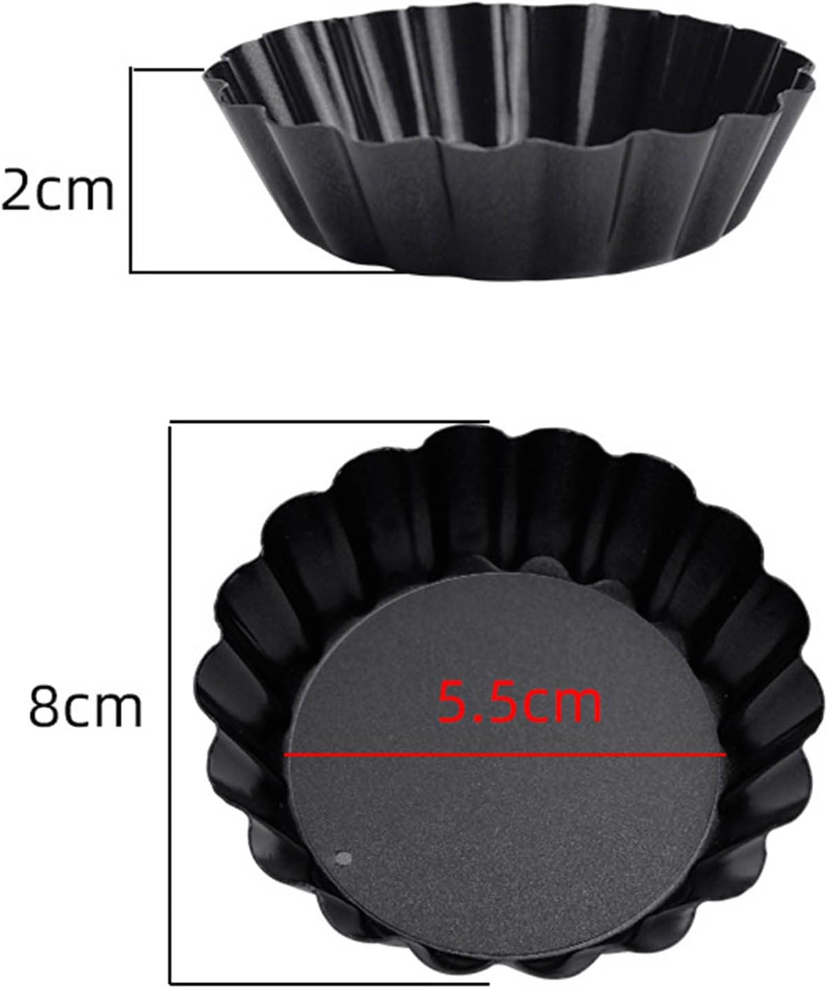6 pcs 3" Mini Tart Pans Removable Bottom Carbon Steel D39621