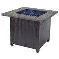 30-Inch Square 30,000 BTU Propane Outdoor Fire Pit Table with Blue Fire Glass C8589
