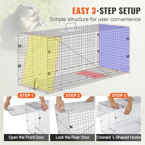 24" x 8" x 8" Galvanized Iron Folding Animal Trap M57271